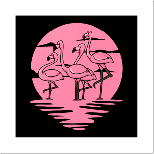 Flamingo Sunset Posters and Art